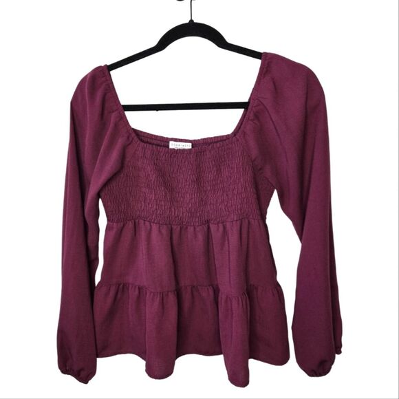 Paper Crane Cottagecore Tiered Top Smocked Chest Coquette Babydoll Blouse Size M - Picture 1 of 8